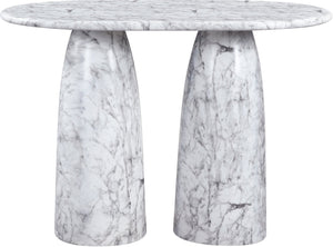 Meridian Furniture Cosenza Concrete Bar Height Table with Art Deco Stone Finish for Indoor Outdoor Entertaining White 788White-T60