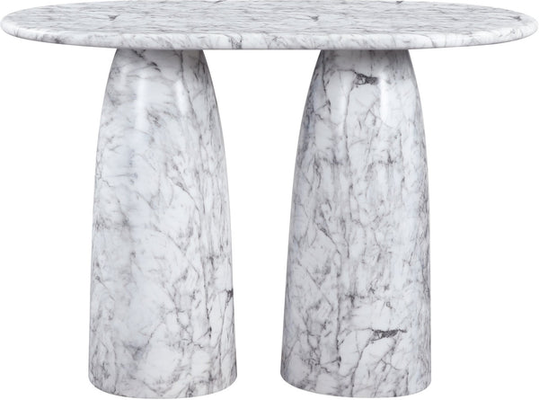 Meridian Furniture Cosenza Concrete Bar Height Table with Art Deco Stone Finish for Indoor Outdoor Entertaining White 788White-T60