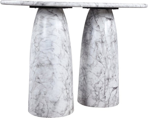 Meridian Furniture Cosenza Concrete Bar Height Table with Art Deco Stone Finish for Indoor Outdoor Entertaining White 788White-T60