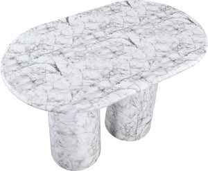 Meridian Furniture Cosenza Concrete Bar Height Table with Art Deco Stone Finish for Indoor Outdoor Entertaining White 788White-T60