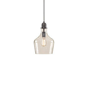 JLA Home INK+IVY - Bell Hand-Blown Glass Pendant Light with Open-Bottom Bell Shade, Adjustable Cord, Warm Metal Finish Bronze/Clear MP151-0198