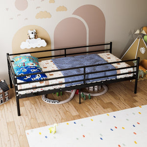 English Elm Bunk Bed Twin Over Heavy Duty Iron Frame with Guardrail for Teens and Adults W3752P464694