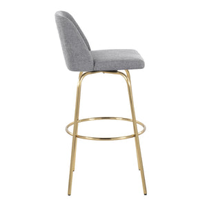English Elm Toriano 30" Barstool Set Of 2 - Stylish Grey Fabric & Gold Metal Swivel Design For Modern Spaces B202S00656-GIGA