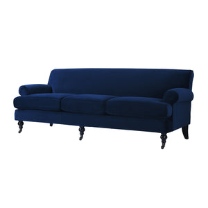 English Elm Jennifer Taylor Home - Alana Lawson Navy Blue Velvet Sofa - Elegant Three-Cushion Design For Timeless Living Room Luxury B2719P238310