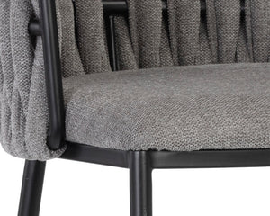 Sunpan Sarai Contemporary Barstool with Unique Weaved Backrest and Black Powder-Coated Steel Frame Belfast Koala Grey