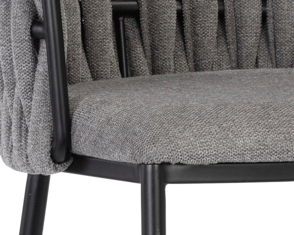 Sunpan Sarai Contemporary Barstool with Unique Weaved Backrest and Black Powder-Coated Steel Frame Belfast Koala Grey