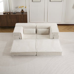 English Elm Compression Modular Sofa Bed - Versatile No Assembly Floor Couch With Soft Circle Fleece Fabric W3723P377147