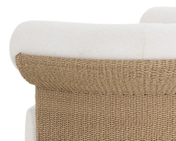 Sunpan Asos Lounge Chair - Stylish Comfort with Premium Polyester Fabric and Elegant Rattan Base Design Natural, Louis Cream