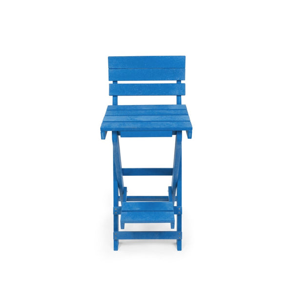English Elm Harbor Point Recycled Hdpe Outdoor Folding Bar Stool Patio Deck All Season Seating Blue B2745P409654