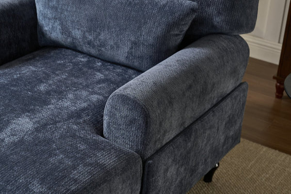 English Elm Modern Chaise Lounge with Plush High-Resilience Cushion and Solid Wood Frame for Durable Comfort Blue W2120P296387