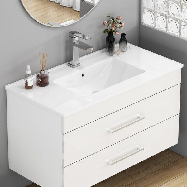 English Elm 39.4-inch Vitreous Ceramic Drop-in Sink for 36 Inch Vanity Modern Bath W3151P411600