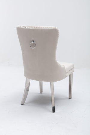 English Elm Hengming Tufted Wingback Velvet Dining Chairs Nailhead Trim Formal Set of 2 W212P465070