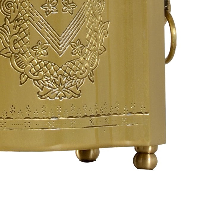 Wildwood Tea Box Lamp Antique Brass Tea-Caddy Design With Lion-Head Handles, Bone-Silk Shade For Warm Ambient Light 789