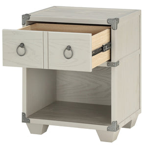 English Elm Grey 1-Drawer Nightstand with USB Charging Port, Open Shelf, Double Pull-Knobs, Compact 24.5"H B062P185698