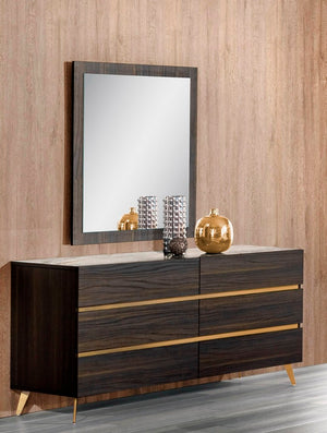 VIG Furniture Velondra Eucalypto Mirror — Solid Eucalyptus Frame, Industrial-Contemporary Rectilinear Glass Accent Piece VGACVELONDRA-BRN-MIR