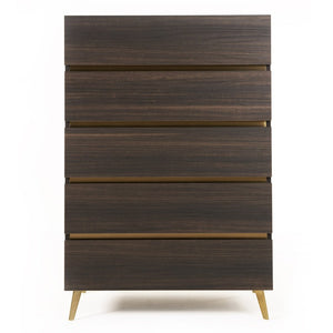 VIG Furniture Velondra Eucalypto Chest With Grey Faux-Marble Top, Gold Accents & 5 Soft-Closing Drawers, 33"W VGACVELONDRA-CHEST