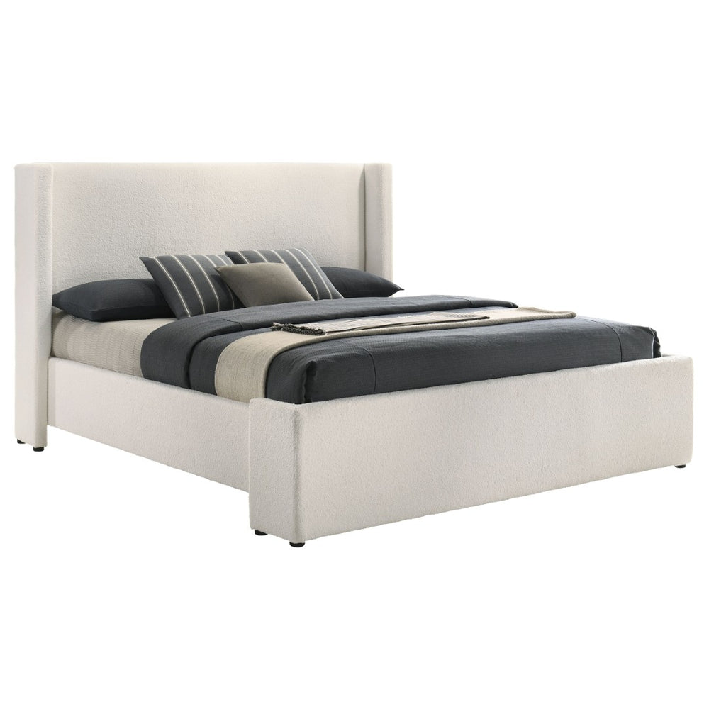 English Elm Froberg Boucle Wingback Platform Bed Upholstered Eastern King Bedroom Frame B062S01719