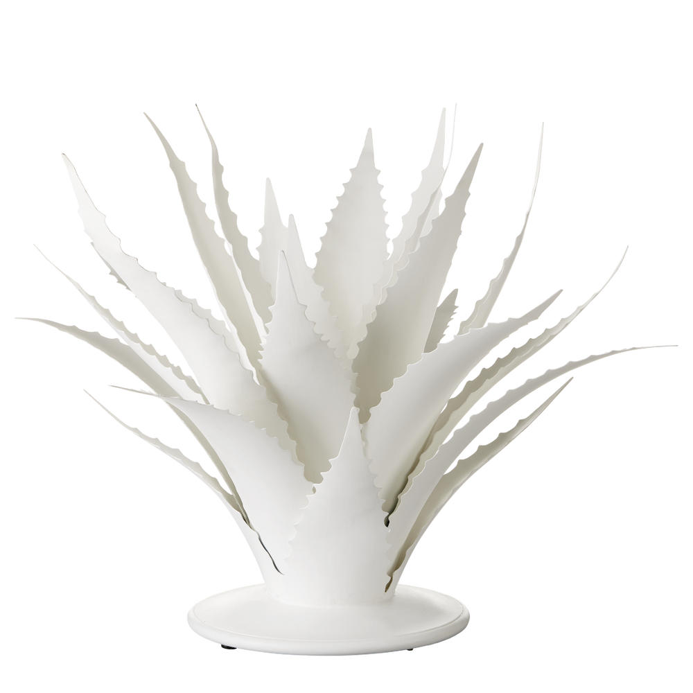 Agave White Objet - Stunning Wrought Iron Sculpture Inspired by Nature, 28" Height, 39" Diameter