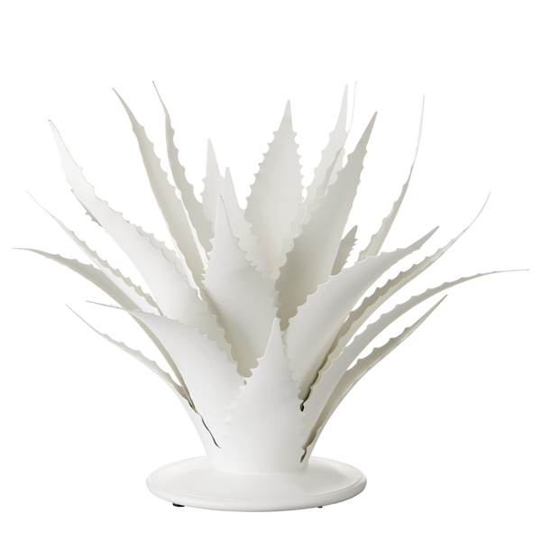 Agave White Objet - Stunning Wrought Iron Sculpture Inspired by Nature, 28" Height, 39" Diameter