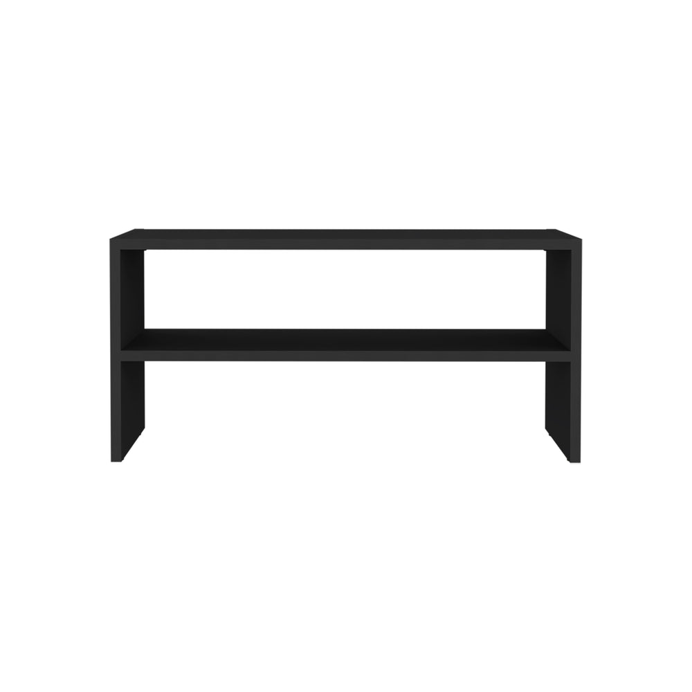 English Elm Shoe organizer rack 2-shelf 13.7" H in Black — compact engineered wood, stylish durable storage, eco-friendly compliance B097P250841