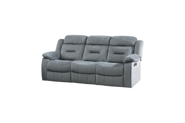 English Elm Modern Velvet Reclining Sofa with Usb Port Tufted Plush Back and Pillow Arms Dark Gray B011P468571