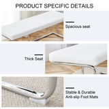 English Elm White Shoe Changing Stool, Silver Metal Legs, Sofa Stool Dining Chair, Suitable For Bedroom ,Fitting Room, Storage Room, Dining Room, Living Room. 005