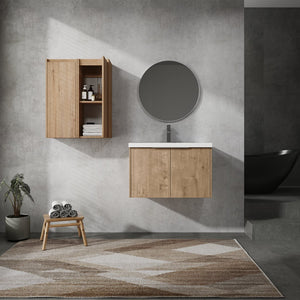 English Elm 30" Wall-Mounted Bathroom Vanity With Sink & Side Cabinets - Stylish, Space-Saving Design & Storage W999S00222