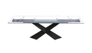 VIG Furniture Scott Extendable Glass Dining Table With Tempered Top & Gold-Brown Metal Cross Base, Seats 6-10 VGNSGD8782-BRN-DT