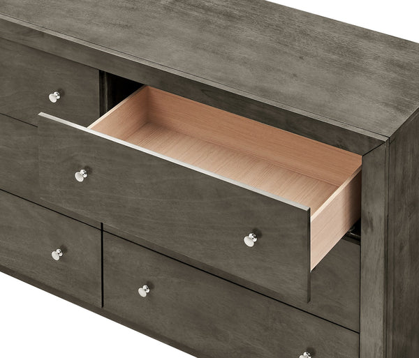 English Elm Burlington modern 6-drawer dresser with nickel hardware, dove-tailed drawers and durable wood veneer finish for stylish bedroom storage Gray 19 L x 60 W x 37 H B078108127