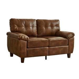 English Elm 59" Club Style Tufted Pu Leather Loveseat with Hidden Storage and Wide Padded Armrests Brown W1097S00245