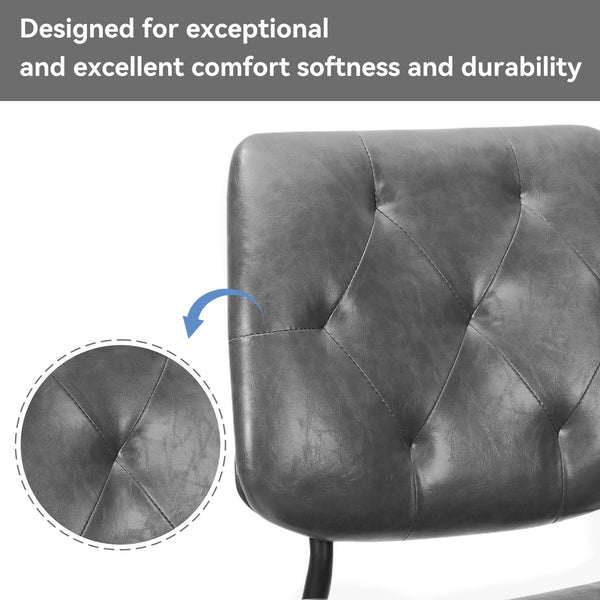 English Elm Dining Chairs Set Of 2 - Modern Ergonomic Design In Dark Gray Pu Leather For Dining & Living Spaces T3950P394502