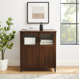 English Elm Walker Edison - Modern Grooved-Door Accent Cabinet – Dark Walnut