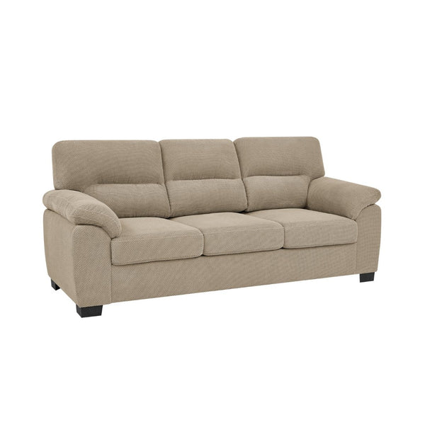 English Elm 3-seater Track Arm Sofa Tufted Textured Fabric Couch for Modern Living Rooms Camel W5568S00011
