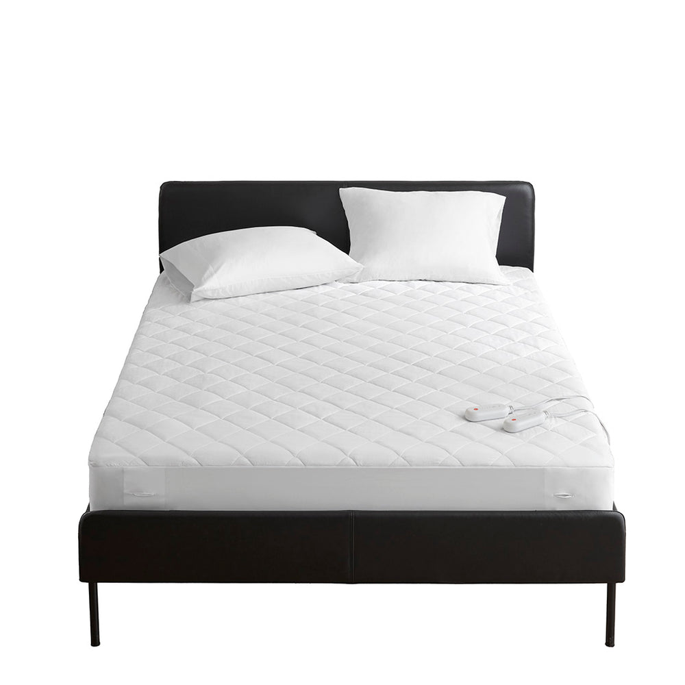 JLA Home Sharper Image - Heated Plush mattress pad with 5 heat settings, 10‑hr auto shutoff, OEKO‑TEX materials, machine washable 75 L x 54 W x 0.8H SI55-0060