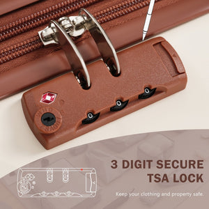 English Elm Luggage Set 5 Piece Abs Hardside Expandable Spinner Wheels Tsa Lock Travel Bags Brown+White N732P326115K