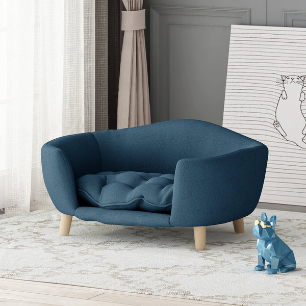 English Elm Christopher Knight Home® - DOG Bed Mid-Century Modern Small (11–25 lbs) Navy Fabric Plush Tufted Cushion with Birch Legs, 30.5x23x11 N779P179967B