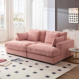 English Elm 89.76 Inch Double Sleeper Sofa Cloud Couch Soft Fluffy Fabric Upholstery With Square Armrests,Comfor Daybed With Over Wide Sofa Bed,Modern Beanbag For Living Room Apartment,Pink