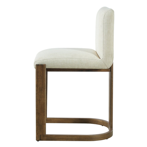 English Elm Modern Linen Upholstered Counter Stools Set of 2 with Rubberwood Legs for Kitchen Island Beige,Walnut N762P395711D