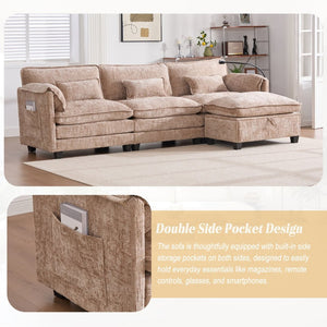 English Elm United We Win 112" Oversized Modular Chenille Sectional Sofa With Storage Ottoman & Usb Charging Ports W1568S00183-GIGA