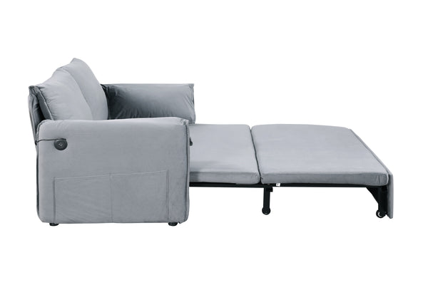 English Elm 3 In 1 Sleeper Sofa Couch Bed - Stylish Grey Velvet, Space-Saving Design, Versatile For Small Areas W1420P225081