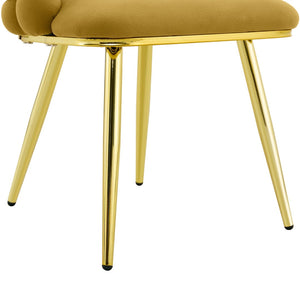 English Elm Set of 4 Sculptural Bubble Backrest Velvet Dining Chairs with Glamorous Metal Legs Gold,Yellow W3875P370847