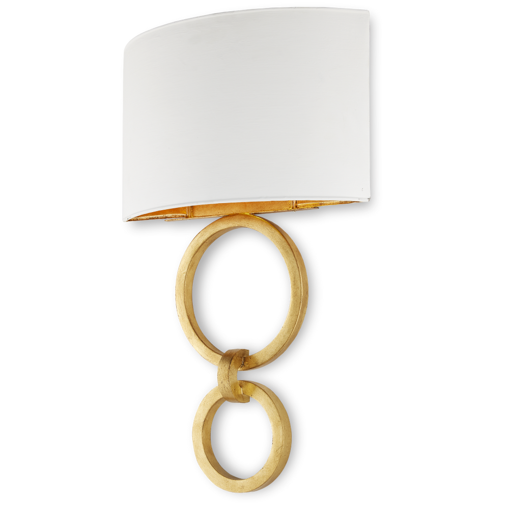 Bolebrook White Wall Sconce: Elegant Gesso Shade & Gold Leaf Finish for a Stylish Home Accent