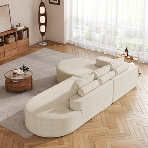 English Elm Modern Curved Sectional Sofa - Chenille Upholstered L-Shaped Couch With 3 Pillows, Flexible Design! W834S00454