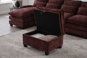 English Elm United We Win 106" U-Shape Sectional Sofa - Comfy Chenille Couch With Usb Ports, Storage Ottoman & Pillows W1568S00235-GIGA