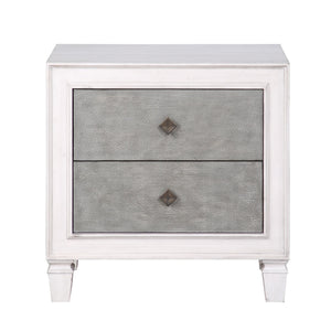English Elm Modern Rustic White and Gray Nightstand with 2 Smooth-Glide Drawers, Sturdy Wood Frame, Farmhouse Charm B2741P324354