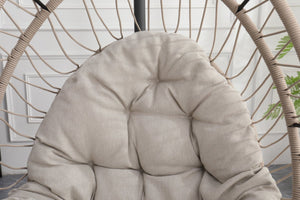 English Elm Outdoor Egg Hanging Chair with Stand Linen Gray - Cozy Wicker Swing, 350lb Sturdy Frame, Indoor/Outdoor Comfort W2500P288868