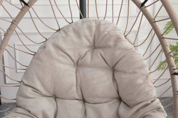 English Elm Outdoor Egg Hanging Chair with Stand Linen Gray - Cozy Wicker Swing, 350lb Sturdy Frame, Indoor/Outdoor Comfort W2500P288868