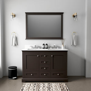 English Elm Espresso Double Bath Vanity 48" W x 22" D with Cultured Marble Top, Faucet Set, Soft-Close Storage B2731P258342