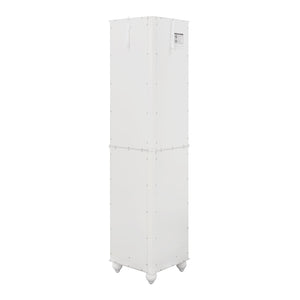 English Elm Corner Curio Cabinet with 6 Shelves, Tempered Glass Display, Built-In Lighting, Mirrored Back White W1693P216951