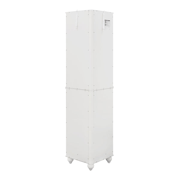 English Elm Corner Curio Cabinet with 6 Shelves, Tempered Glass Display, Built-In Lighting, Mirrored Back White W1693P216951